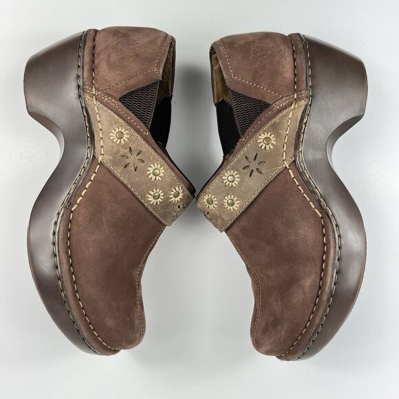 Ariat Westlake Womens Clogs 6.5B Brown Leather Floral Studded Slip On Equestrian - Picture 9 of 12
